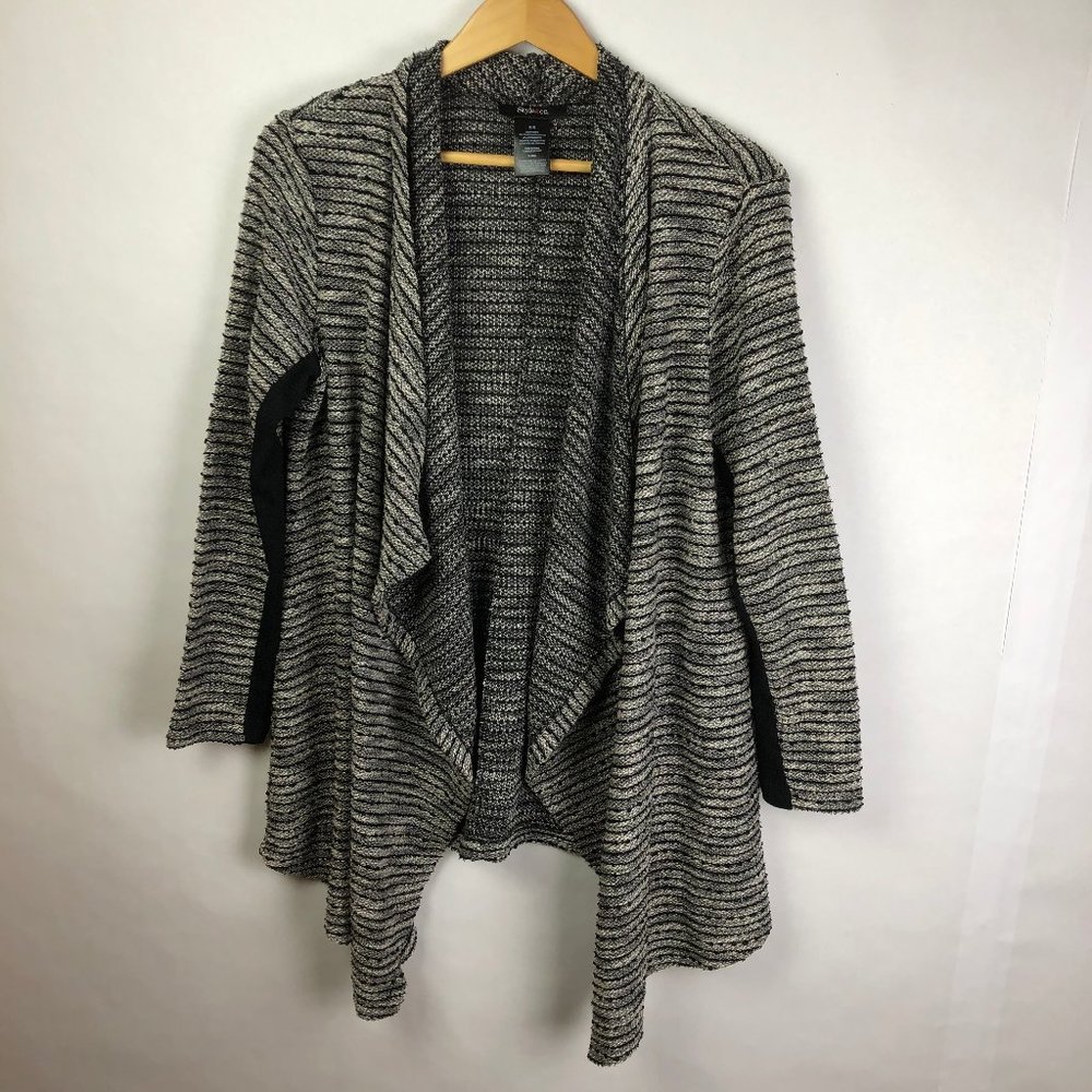 Style & Co Knit Wrap Sweater Cardigan Black White